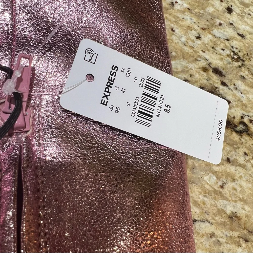 Brian Atwood x Express Metallic Over The Knee Heeled Boots 8.5